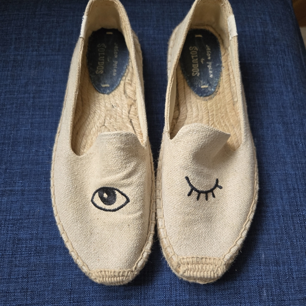 Jason Polan For Soludos Winking Espadrilles, Size 7.5